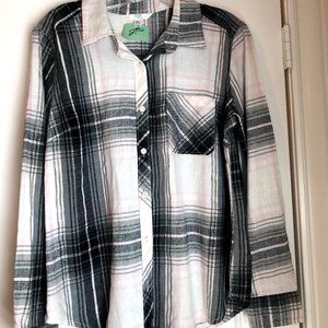 Gray and White Shimmer Button Up